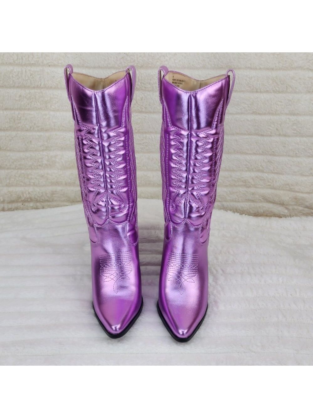 Disco Cowboy Metallic Lilac Purple Western Cowgirl Boots New - Picture 8 of 9